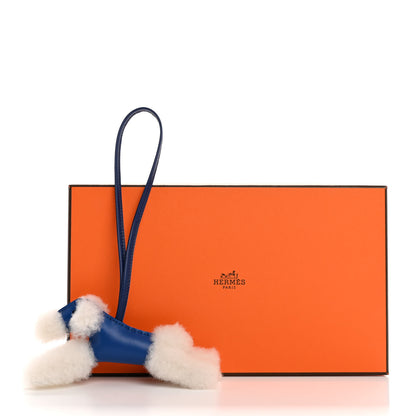 Hermes Milo Lambskin Shearling Budy Charm Bleu France Bleu Saphir 5 of 5