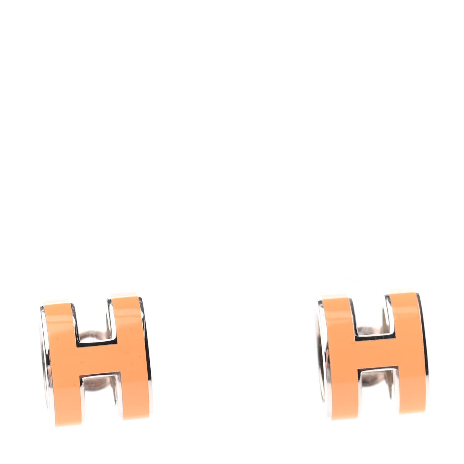 Hermes Palladium Lacquered Pop H Earrings Orange 1 of 4