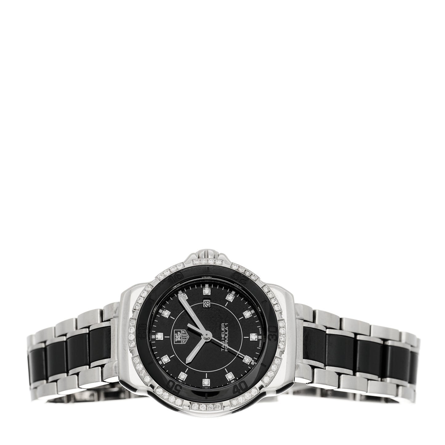 Stainless Steel Ceramic Diamond Bezel 32mm Formula 1 Lady Quartz Watch Black WAH1312