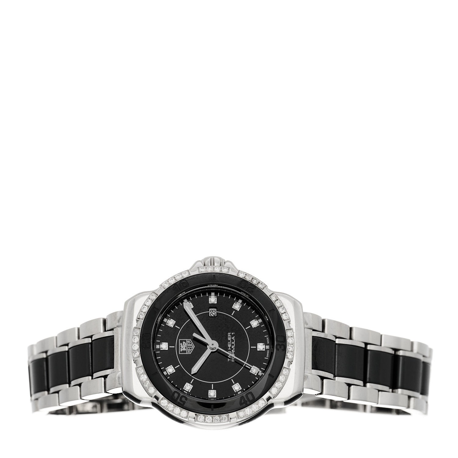 Tag Heuer Stainless Steel Ceramic Diamond Bezel 32mm Formula 1 Lady Quartz Watch Black WAH1312 2 of 5