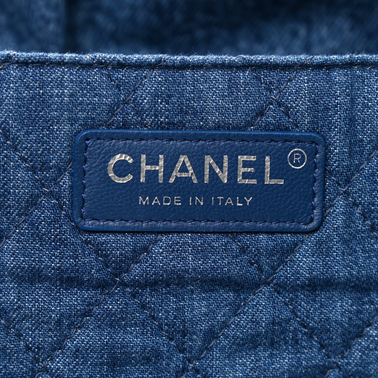 Denim Printed Shopping Bag Blue