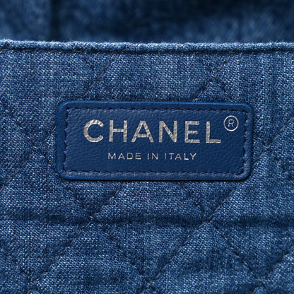 Chanel Denim Printed Shopping Bag Blue 6 of 10