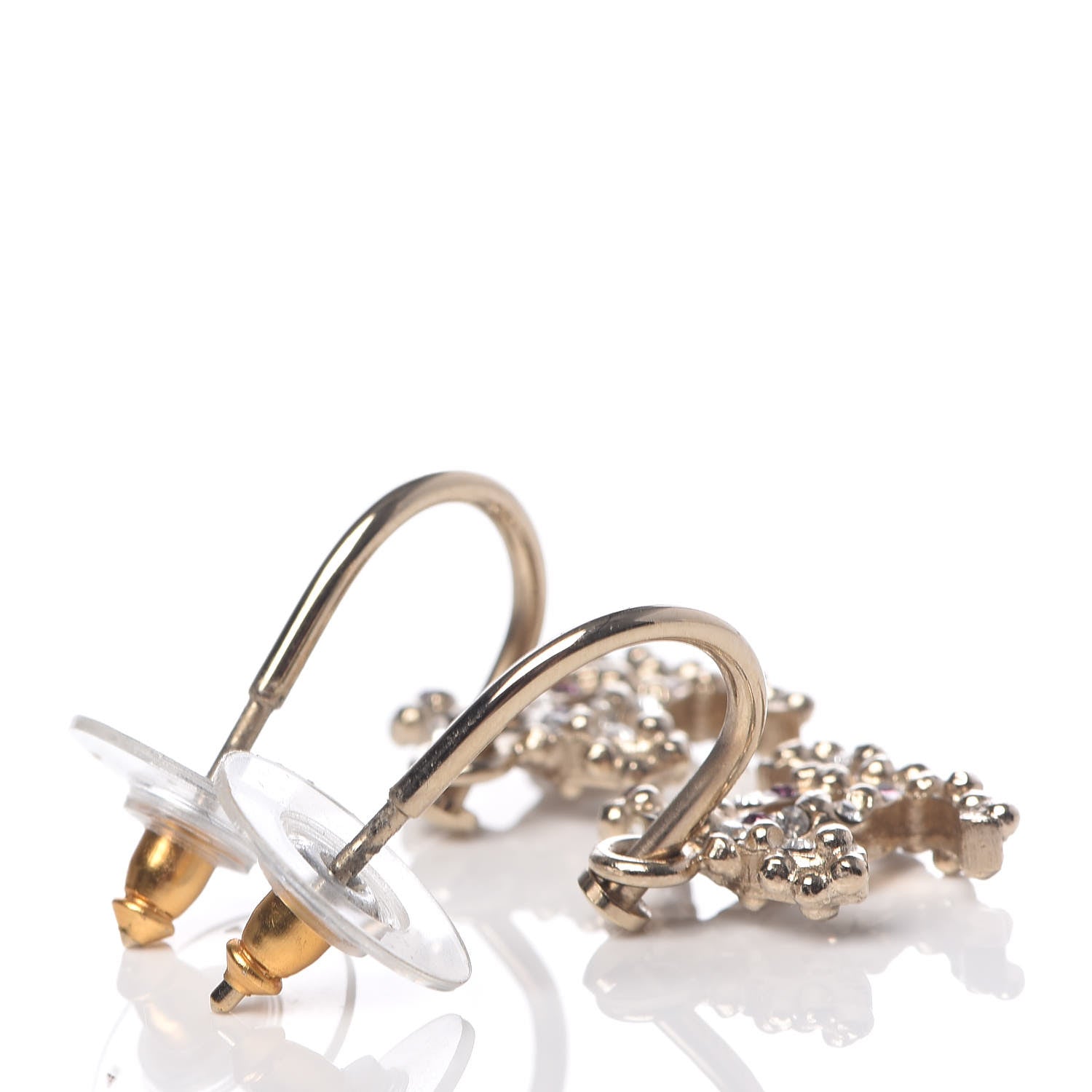 Chanel Crystal CC Dangle Earrings Gold 3 of 3