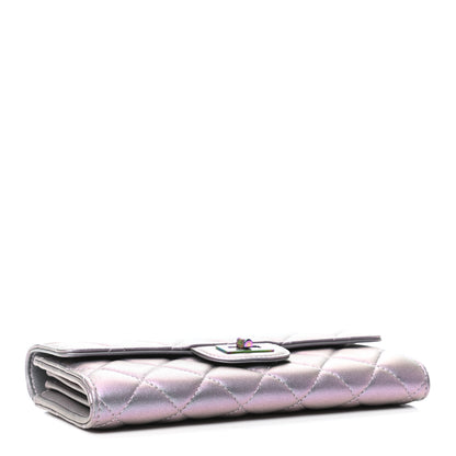 Chanel Iridescent Lambskin Quilted Reissue Large Gusset Flap Wallet Light Purple 4 of 8
