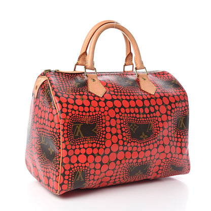 Louis Vuitton Monogram Kusama Town Speedy 30 Red 3 of 10