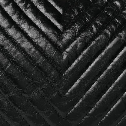 Chanel Aged Calfskin Chevron Quilted Shopping Tote Black 8 of 9