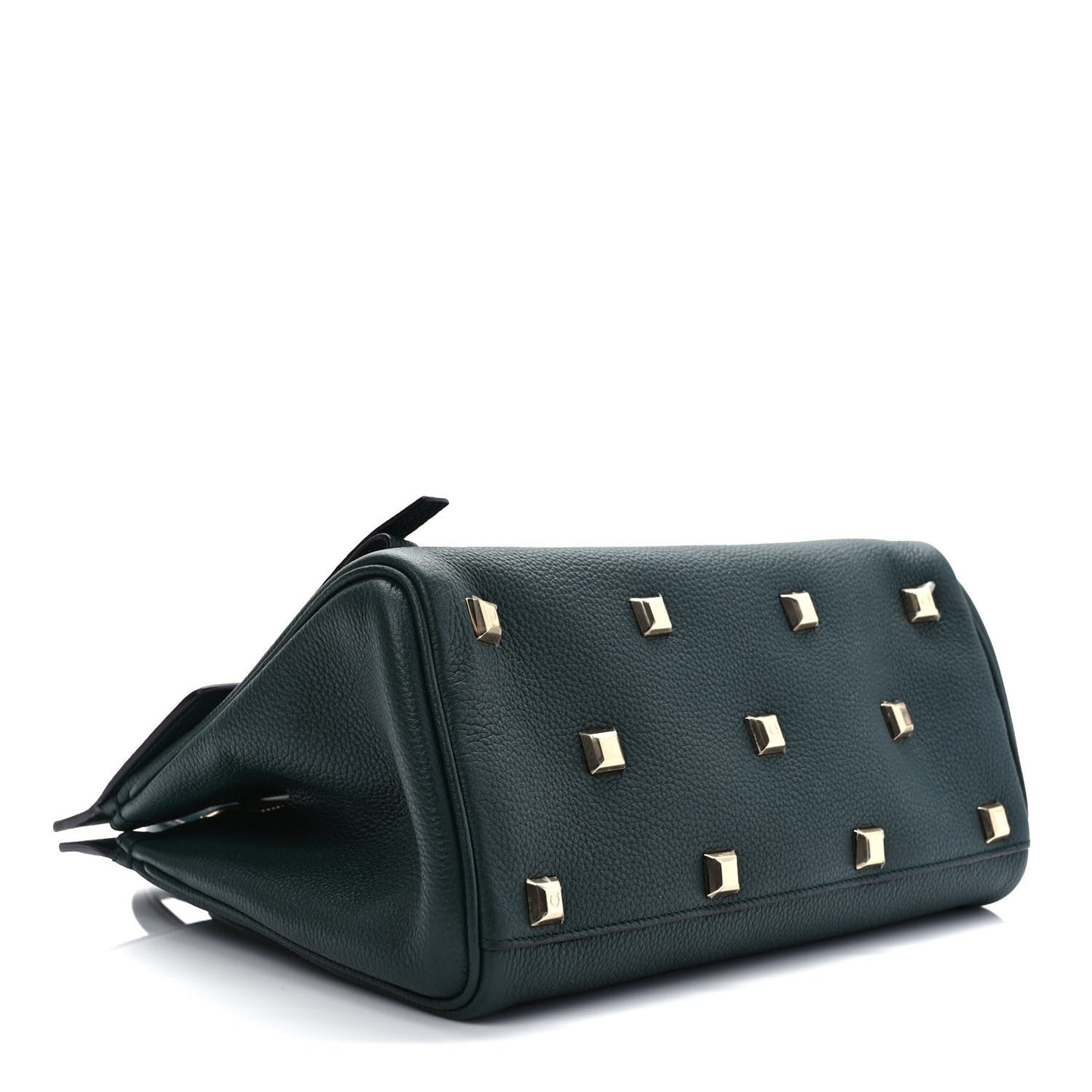 Hammered Calfskin Small Studio Rock Bag Dark Green
