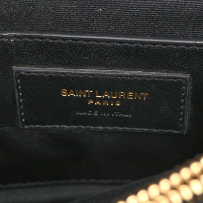 Saint Laurent Calfskin Matelasse Chevron Studded Monogram Medium College Bag Black 6 of 10