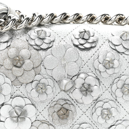 Chanel Metallic Calfskin Camellia Quilted Small Boy Flap Silver 18 of 18