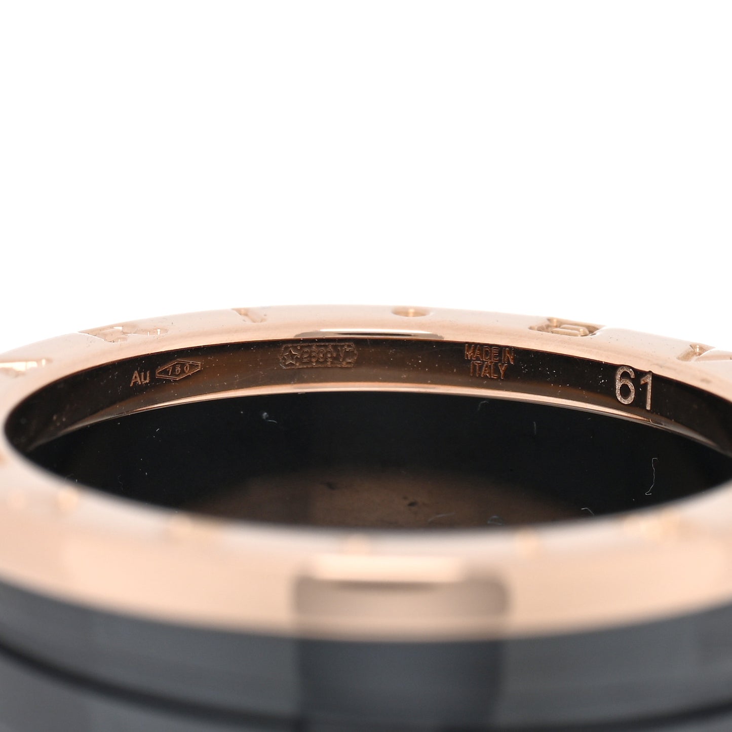 18K Rose Gold Black Ceramic B.Zero1 Four-Band Ring 61 9.5