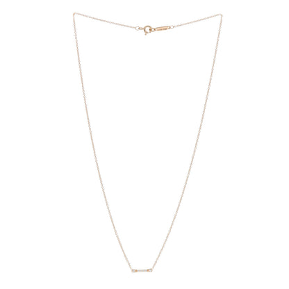 Tiffany 18K Rose Gold Diamond Fleur de Lis Key Bar Pendant Necklace 3 of 4
