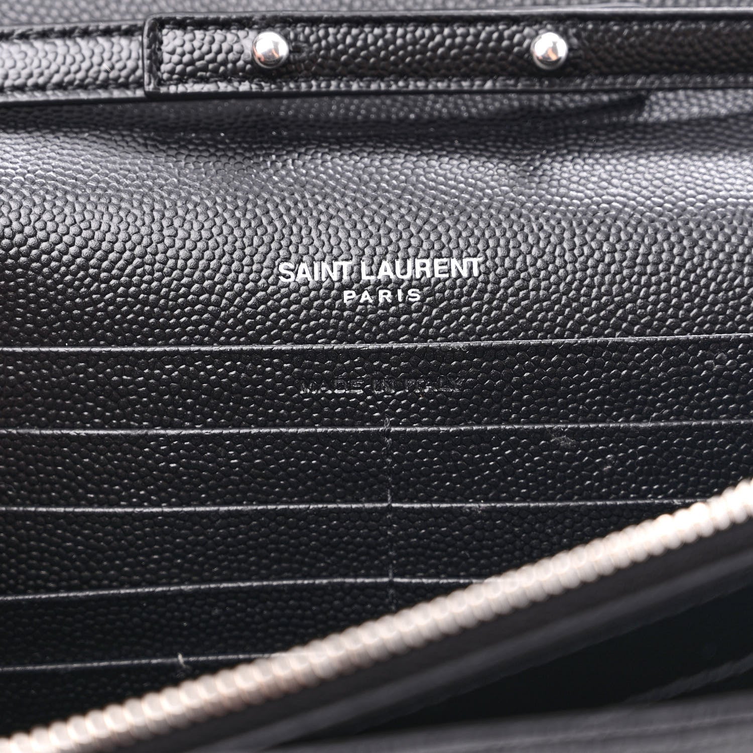 Saint Laurent Grain De Poudre Matelasse Chevron Monogram Chain Wallet Black 8 of 12