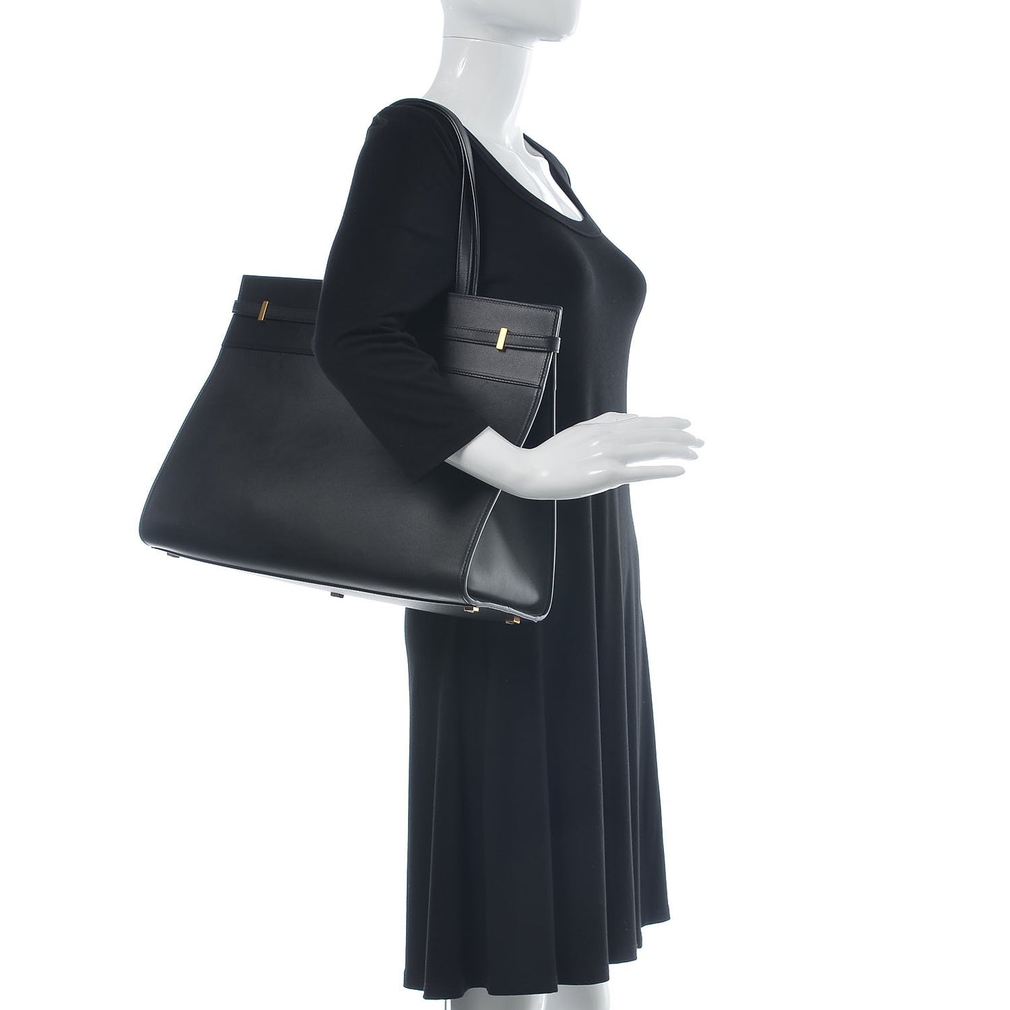 Calfskin Medium Manhattan Shopper Tote Black