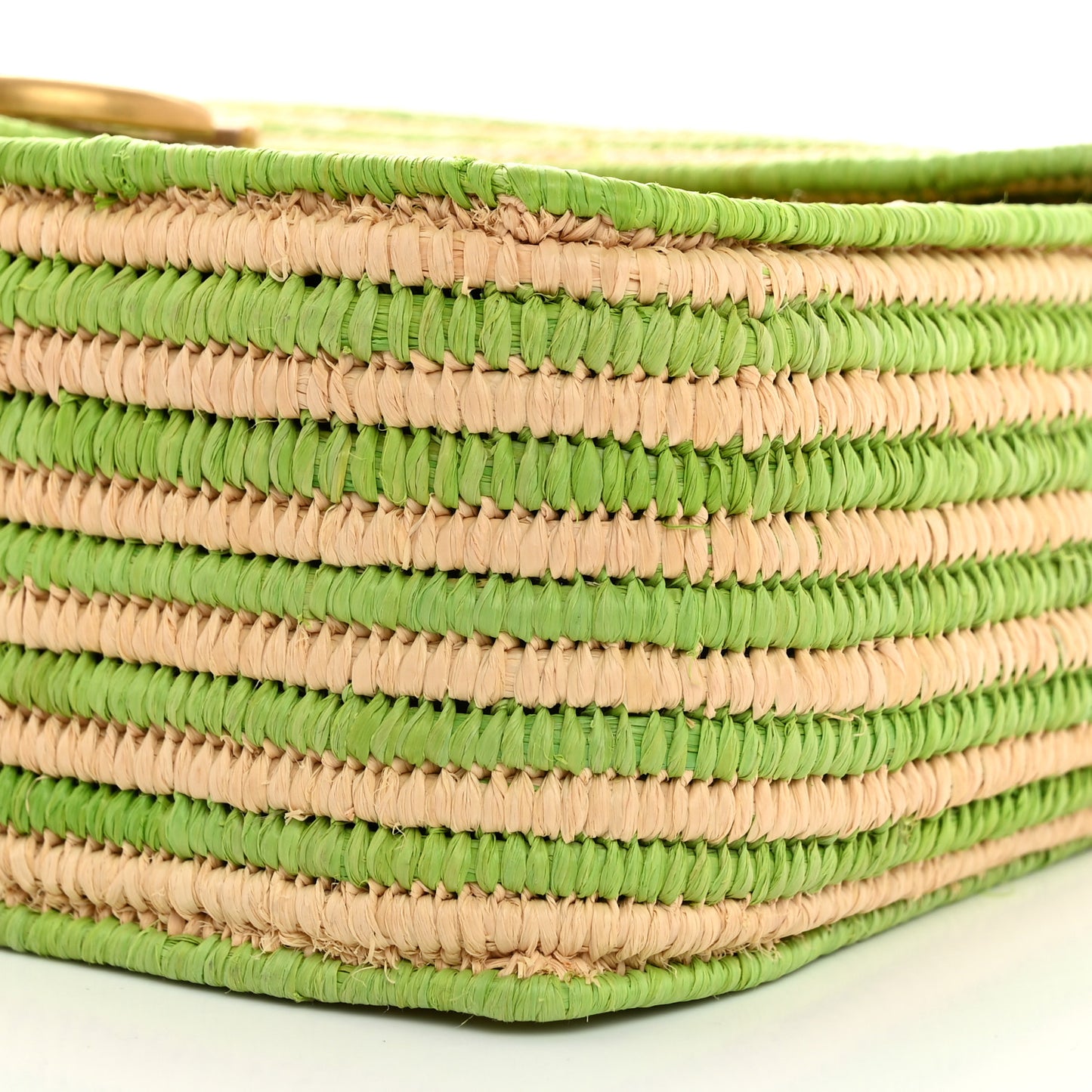 Raffia Woven Small GG Marmont Shoulder Bag Natural Light Green