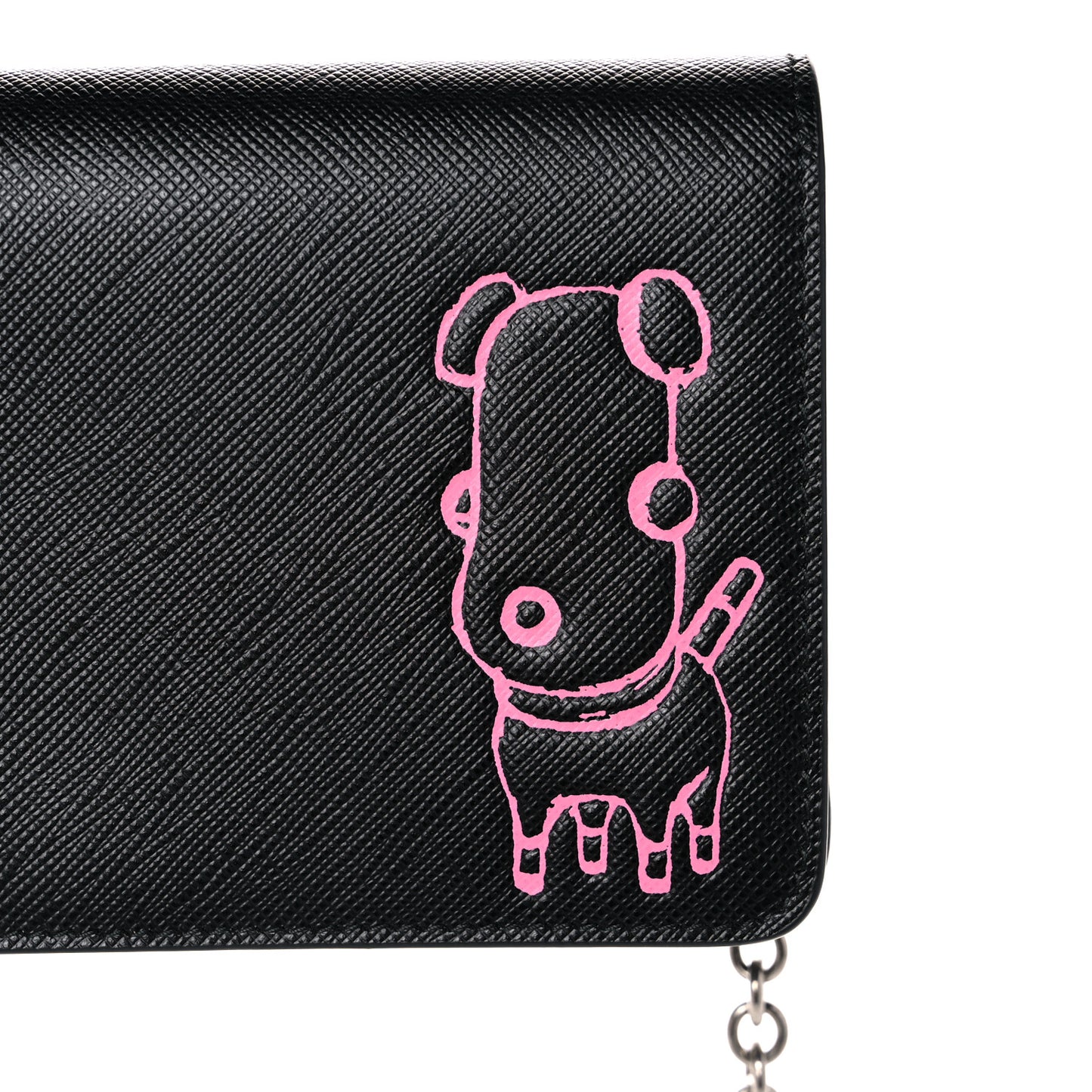 Saffiano Pradamalia Mini Chain Bag Black Begonia