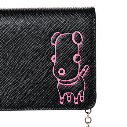 Prada Saffiano Pradamalia Mini Chain Bag Black Begonia 10 of 11