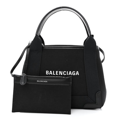 Balenciaga Cotton Canvas Calfskin Navy Cabas XS Black 1 of 12