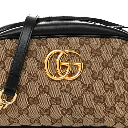 Gucci Monogram Matelasse Diagonal Small GG Marmont Chain Shoulder Bag Beige Black 8 of 11