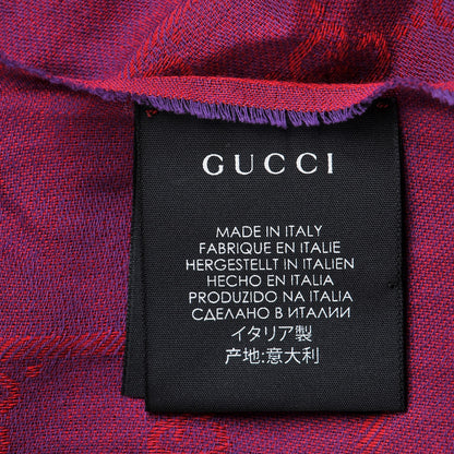 Gucci Cotton GG Monogram Summer Sten Fringe Scarf Red Dark Purple 5 of 6