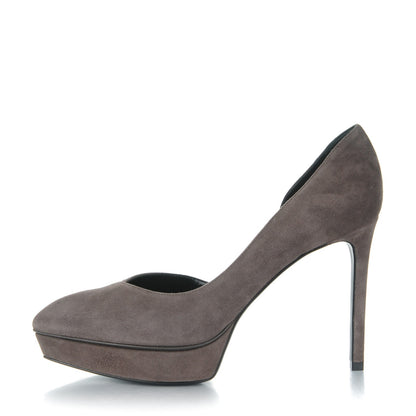 Saint Laurent Suede Janis 80 D'Orsay Pumps 39 Road Gray 1 of 8