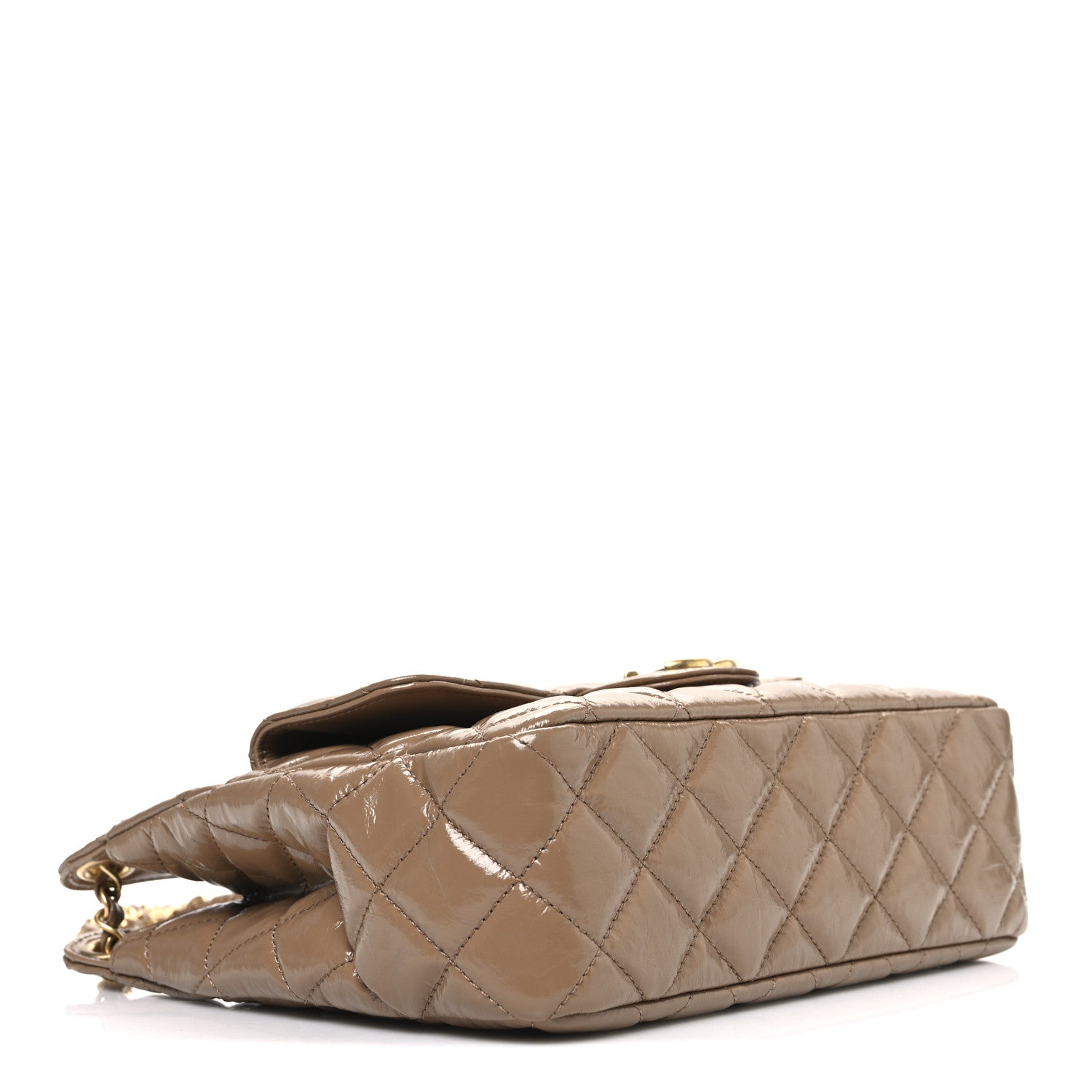 Chanel Shiny Crumpled Calfskin Quilted Wavy CC Hobo  Dark Beige 4 of 11