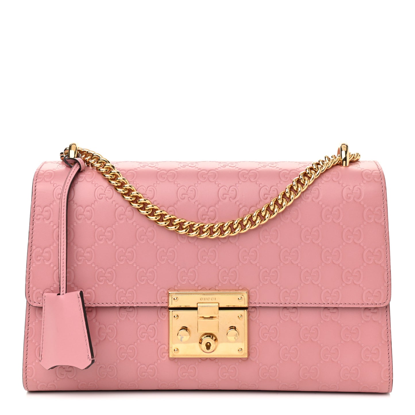 Guccissima Signature Medium Padlock Shoulder Bag Rose Baby Candy