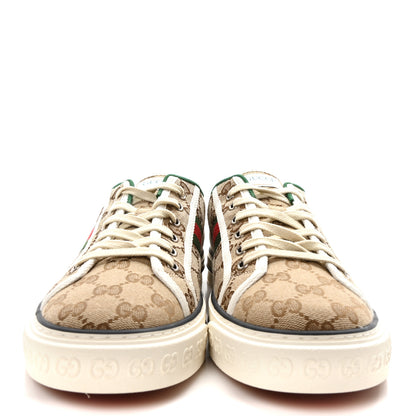 Gucci GG Monogram Web Mens 1977 Tennis Sneakers 9 Beige Ebony Mystic White Vert 3 of 9