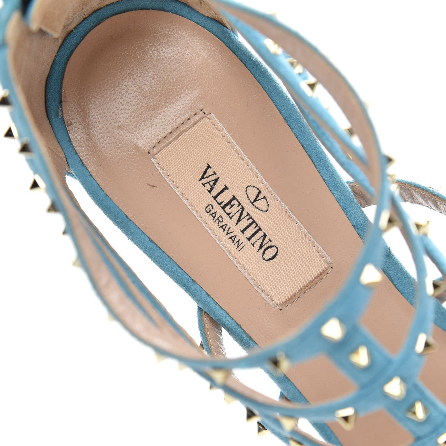 Suede Lovestud Caged 90mm Sandals 39 Cerulean