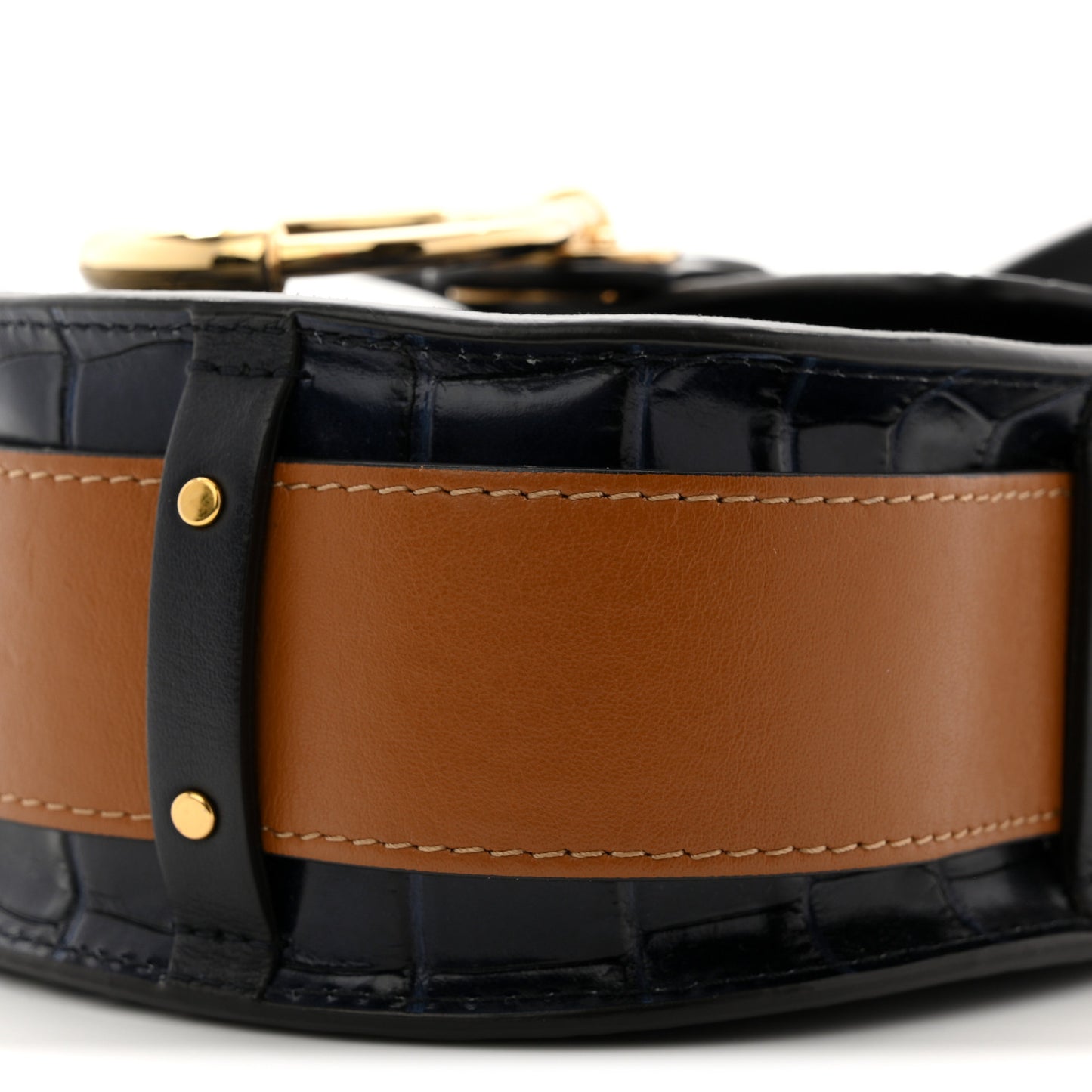 Calfskin Crocodile Embossed Small Tess Bag Full Blue