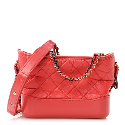 Chanel Aged Calfskin Quilted Small Gabrielle Hobo Red 1 of 14