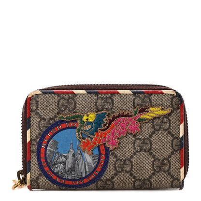 Gucci GG Supreme Monogram Night Courrier Embroidered Zip Around Card Case 1 of 6