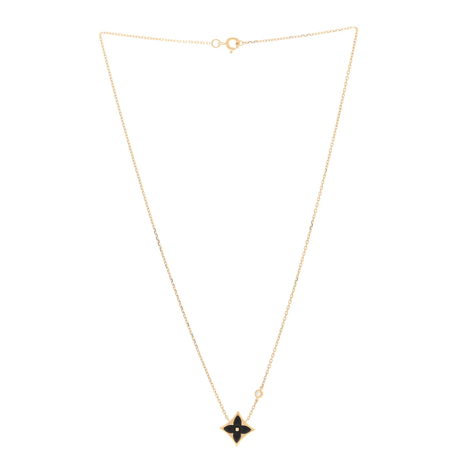 Louis Vuitton 18K Yellow Gold Diamond Black Onyx Color Blossom BB Star Pendant Necklace 3 of 4