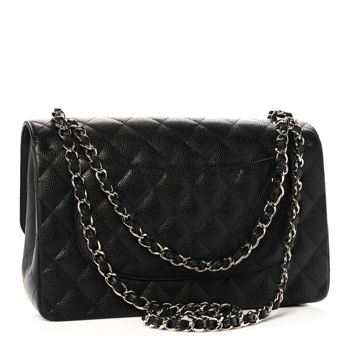 Caviar Quilted Jumbo Double Flap Black
