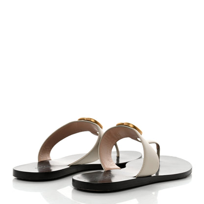 Gucci Calfskin GG Marmont Thong Sandals 37 Mystic White 4 of 8