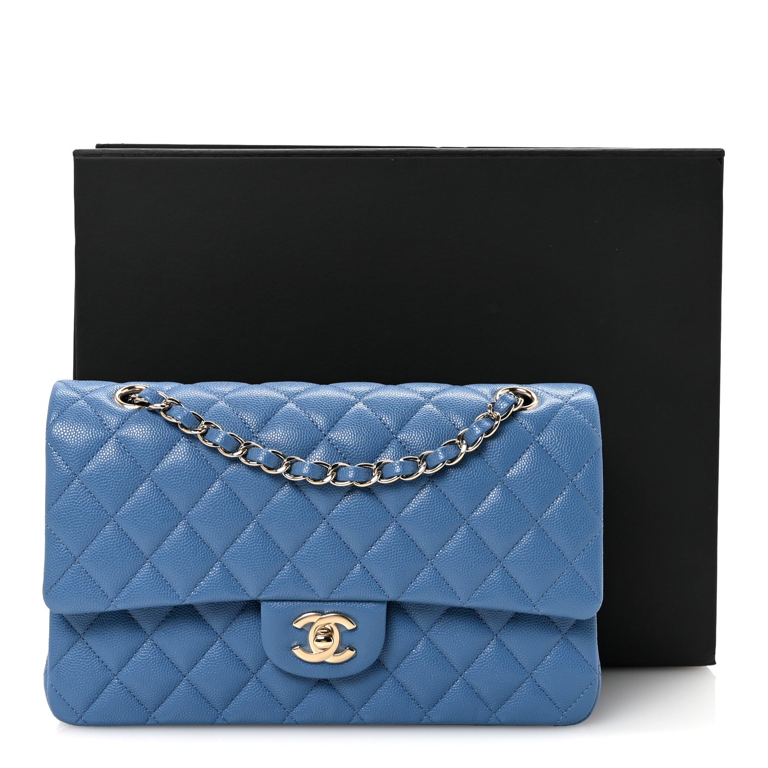 Chanel Caviar Quilted Medium Double Flap Blue 20 of 21