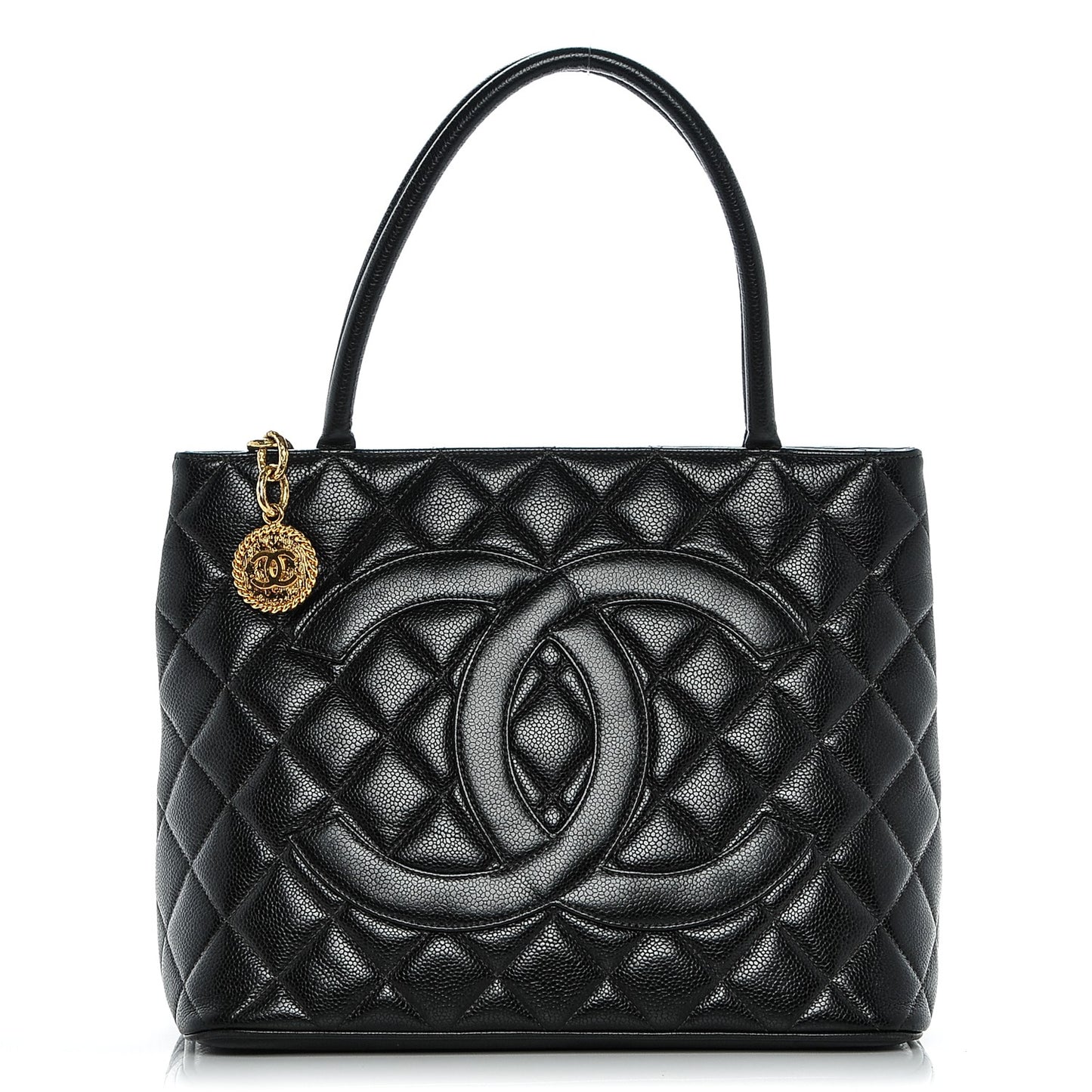 Caviar Quilted Medallion Tote Black