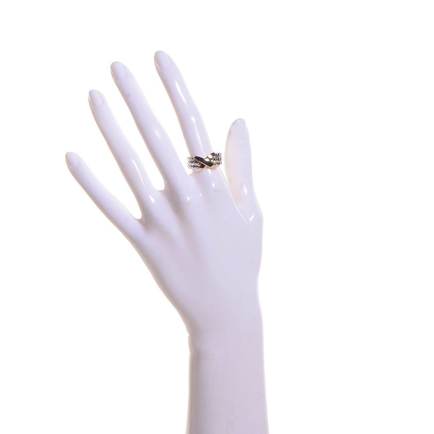 Sterling Silver 14k Yellow Gold X Triple Row Ring 7