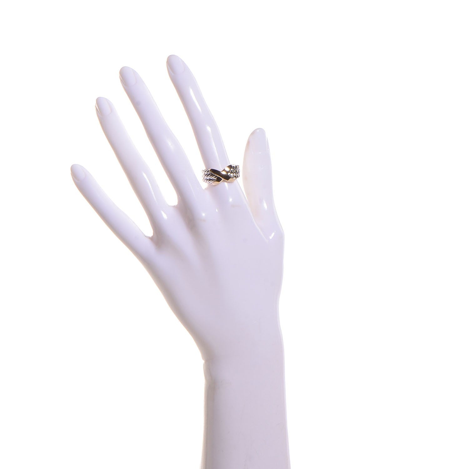 David Yurman Sterling Silver 14k Yellow Gold X Triple Row Ring 7 2 of 8