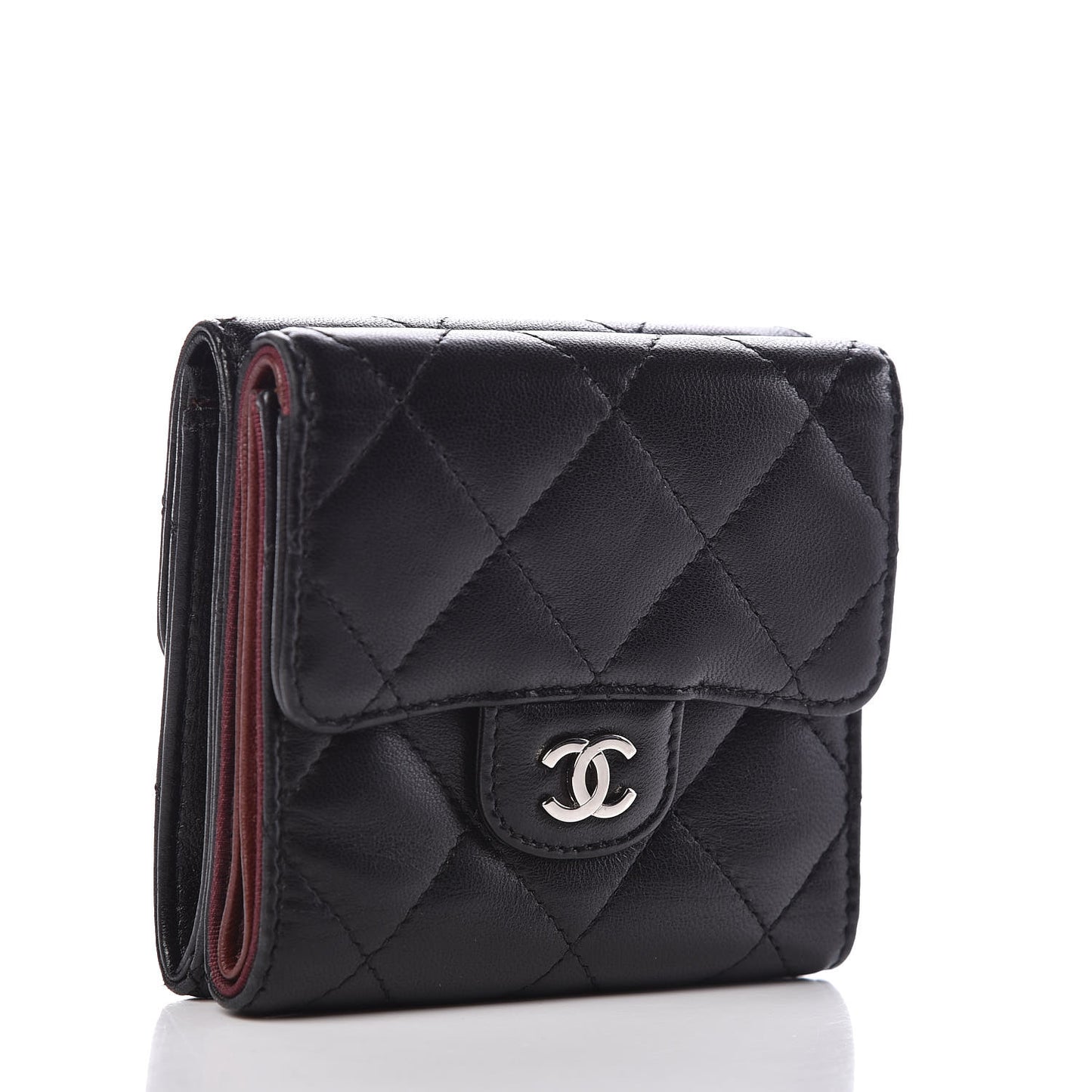 Lambskin Quilted Double Sided Wallet Black