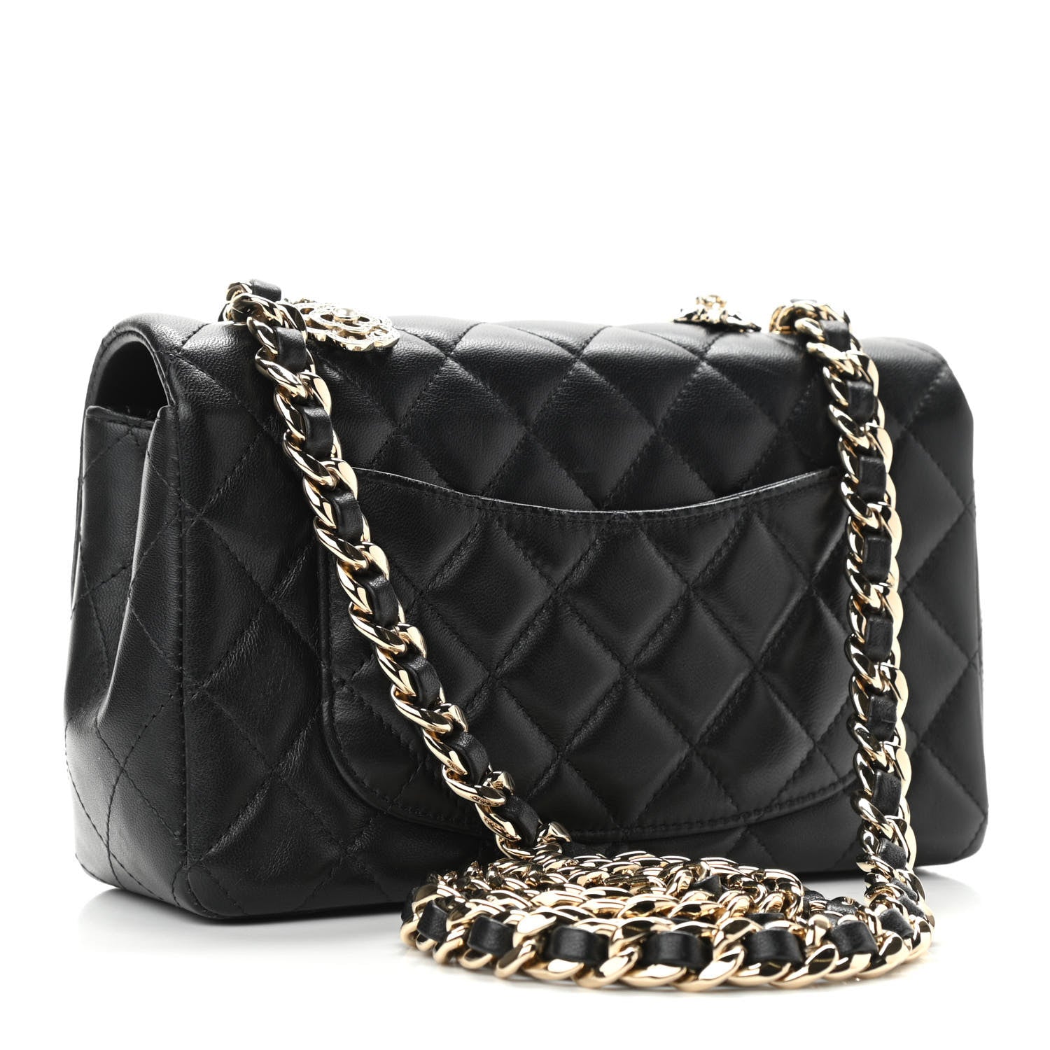 Chanel Lambskin Quilted Mini Coco Charms Rectangular Flap Black 3 of 14