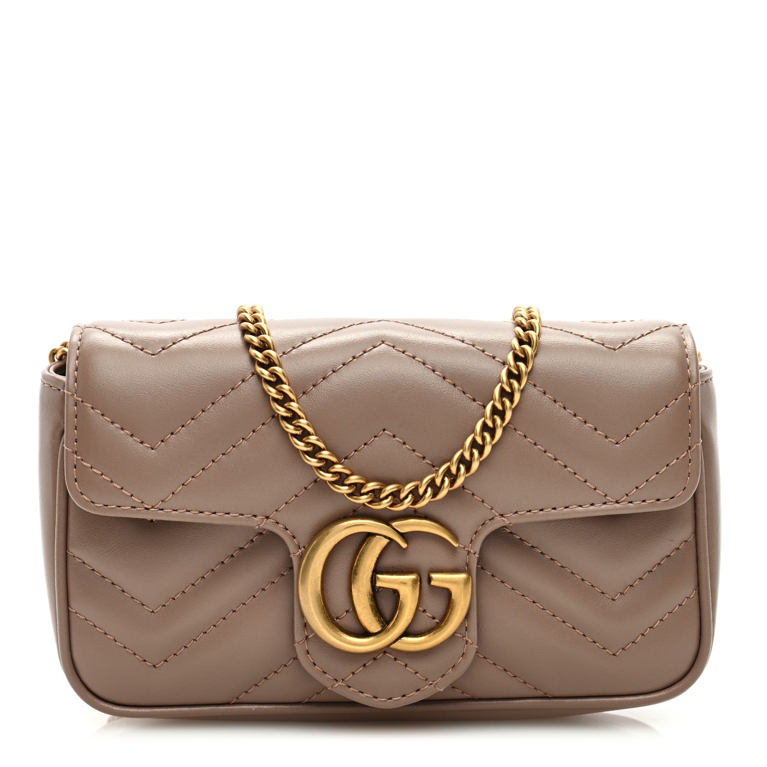 Gucci Calfskin Matelasse Super Mini GG Marmont Shoulder Bag Porcelain Rose 1 of 9