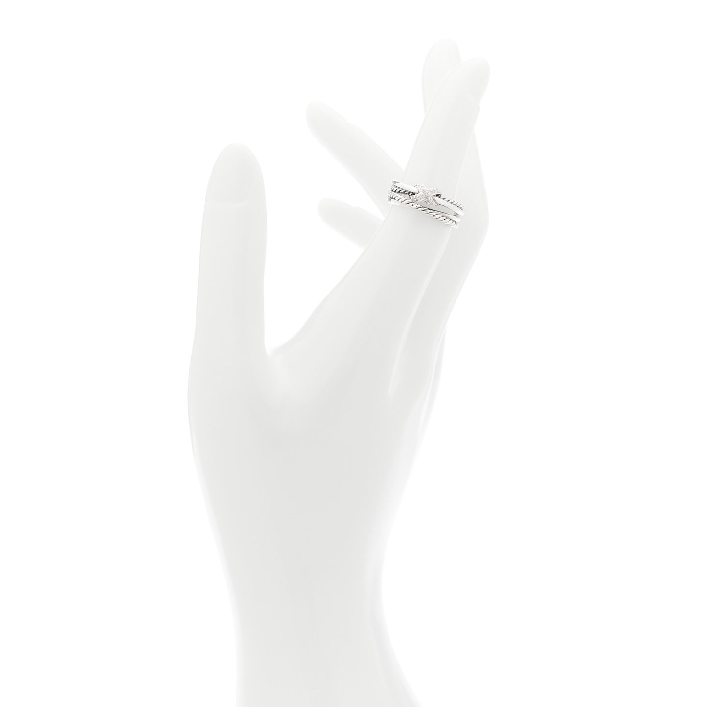 Sterling Silver Diamond X Crossover Ring 50 5.25
