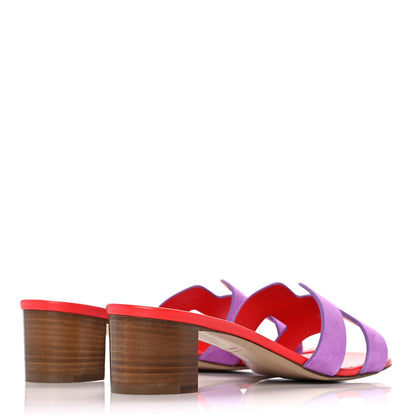 Hermes Suede Goatskin Oasis Sandals 39 Violet Parme 4 of 9