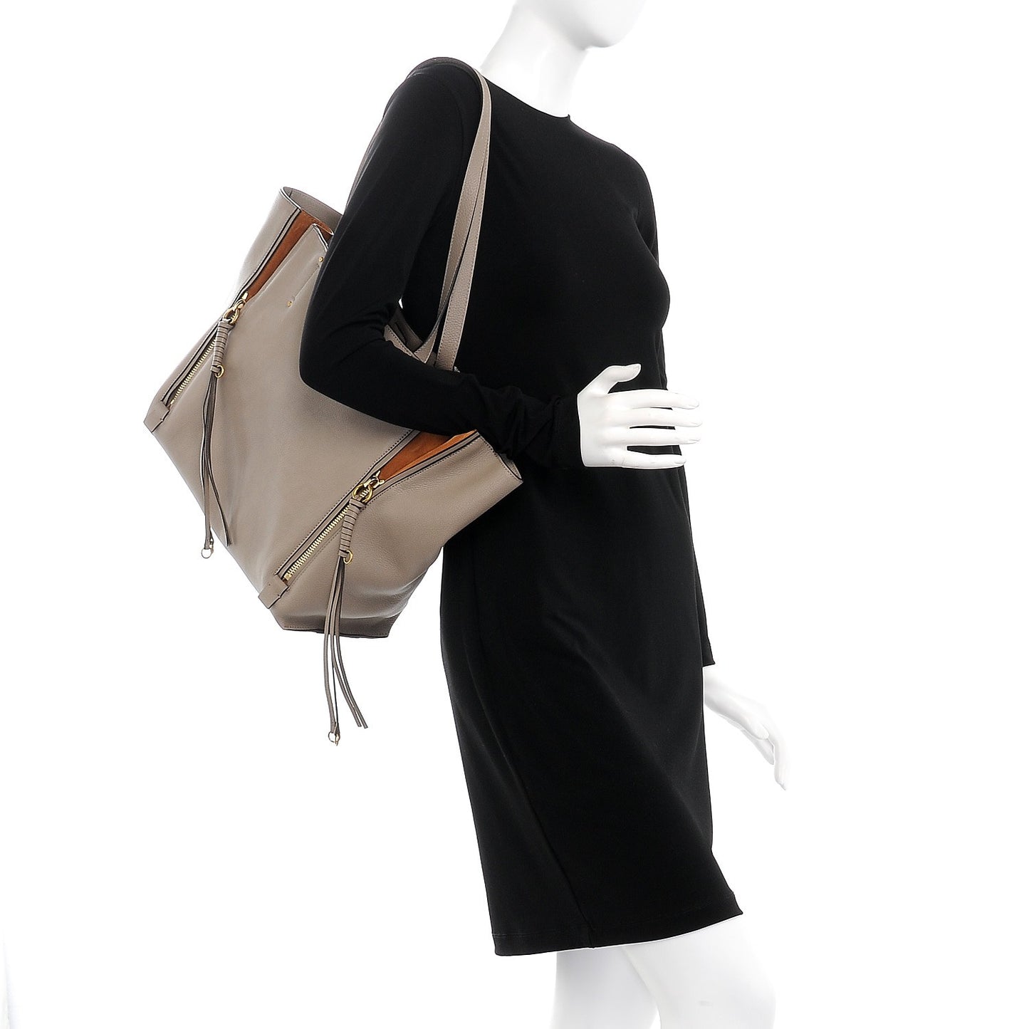 Smooth Calfskin Medium Milo Shopping Tote Motty Grey