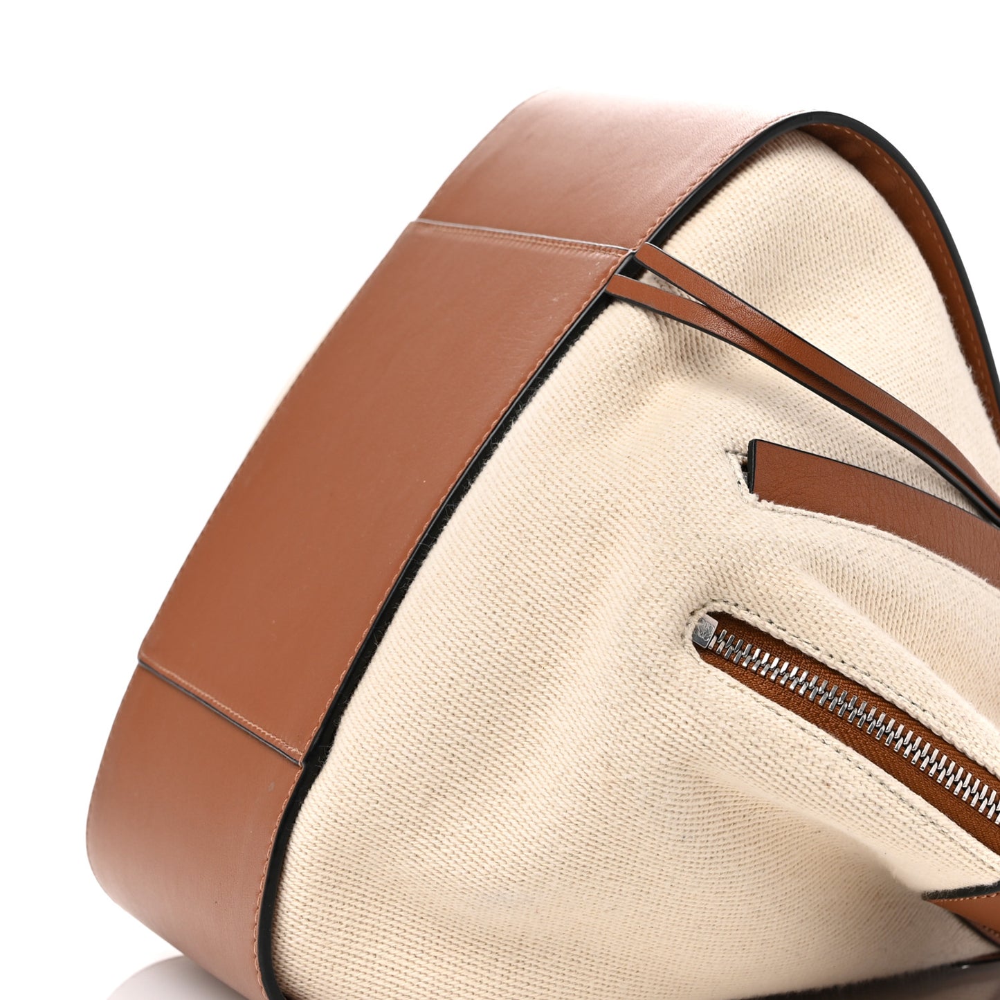 Calfskin Canvas Small Hammock Shoulder Bag Natural Tan