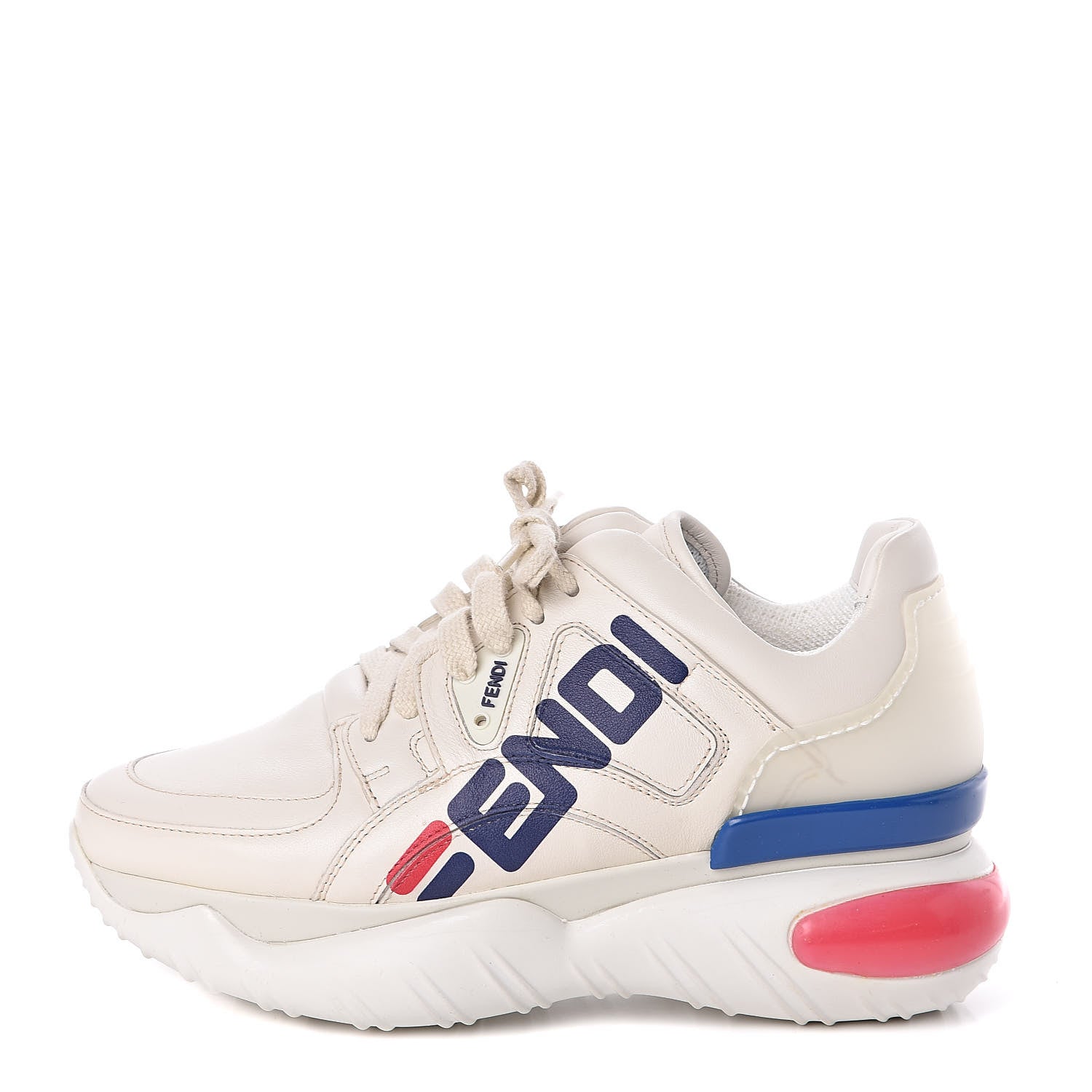 Fendi X FILA Vitello Mania Painted Womens Chunky Sneakers 35 Ice White Caipiroska Blueberry 1 of 8