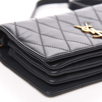 Saint Laurent Lambskin Diamond Quilted Monogram Angie Chain Bag Dark Smog 7 of 11