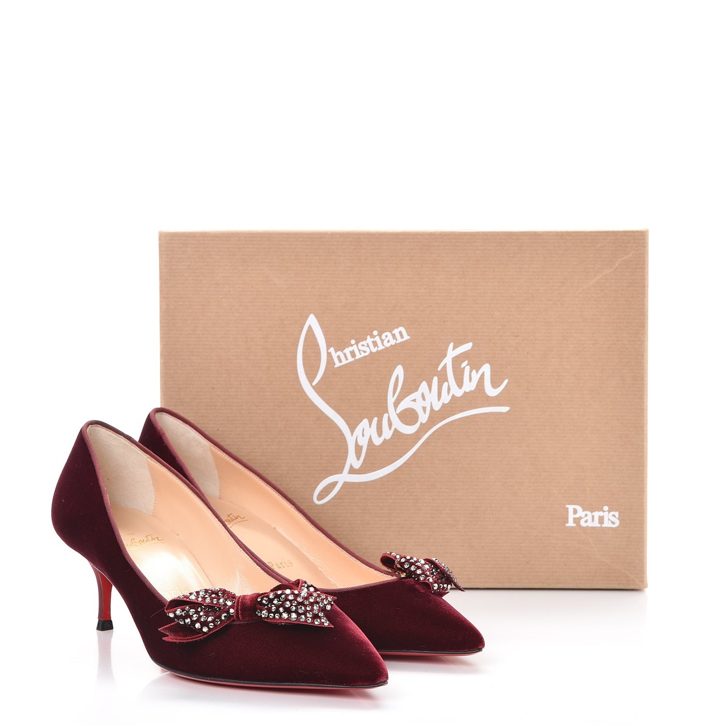 Velvet Madame Menule Bow 55 Pumps 36.5 Wine