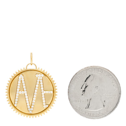 Foundrae 18K Yellow Gold Diamond Large Amate Medallion Pendant 2 of 5