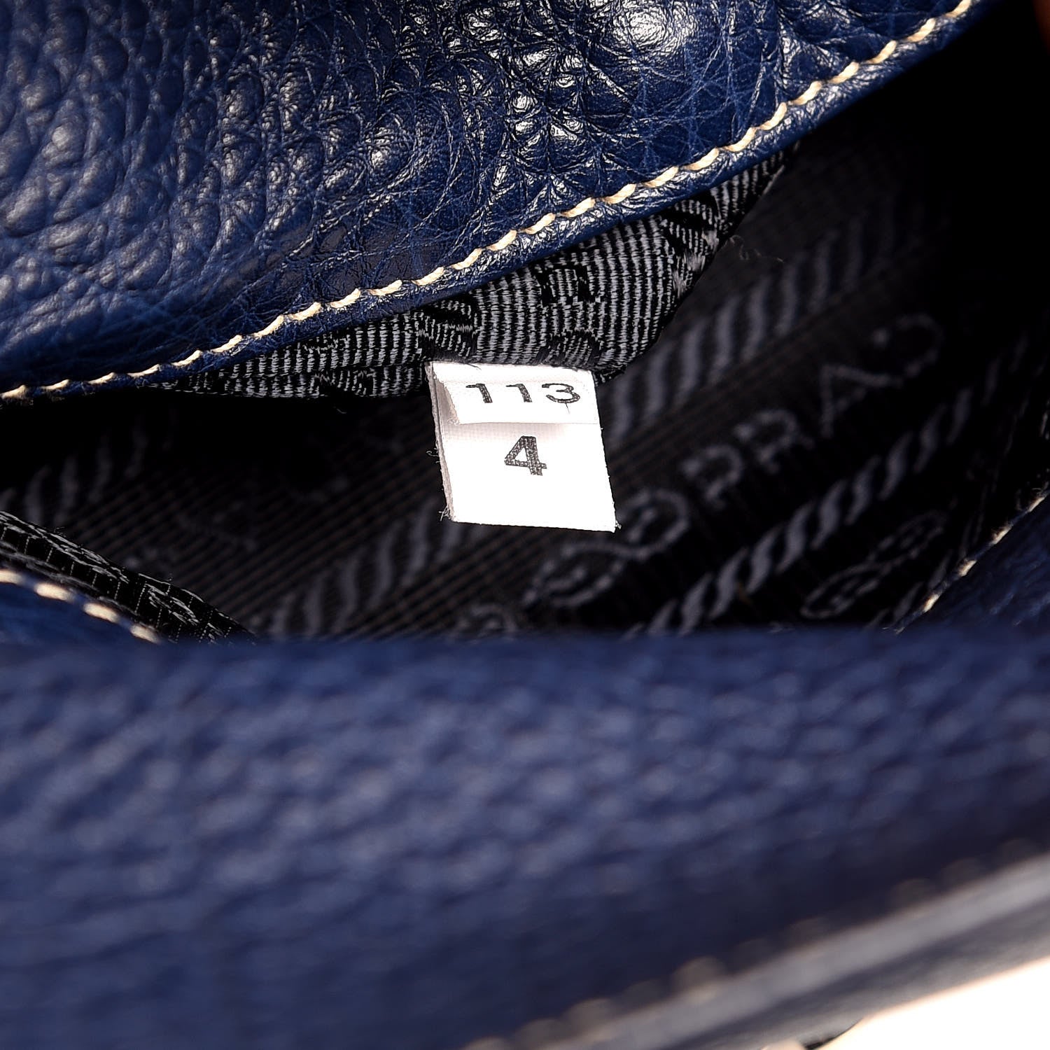 Prada Vitello Caribu Easy A Foldover Pushlock Satchel Bluette 8 of 8